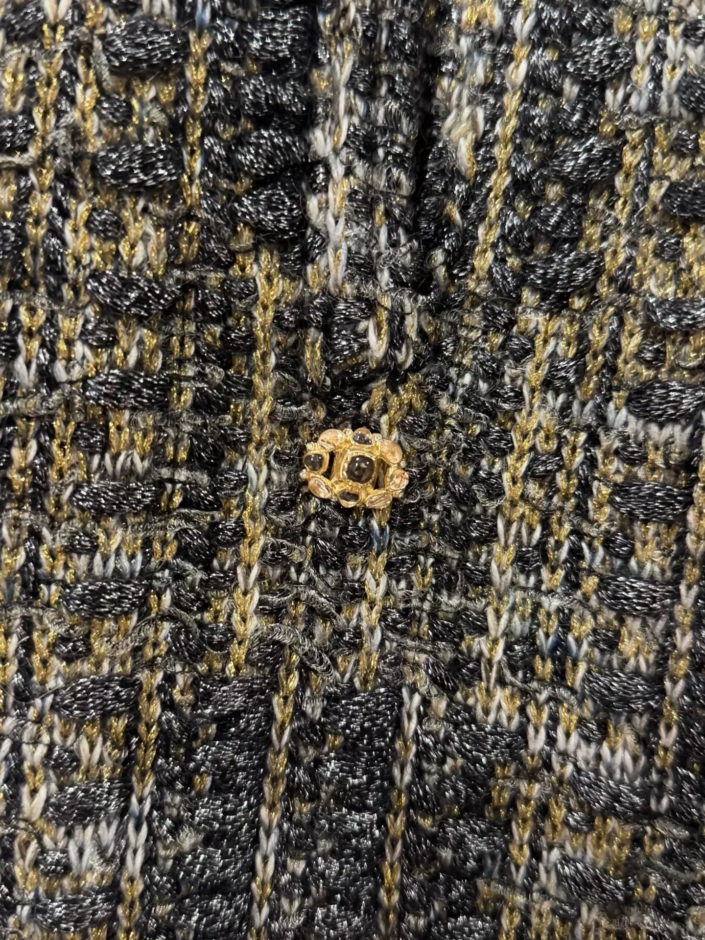 Chanel 16A Gold and Silver Blend Silk Cape Coat