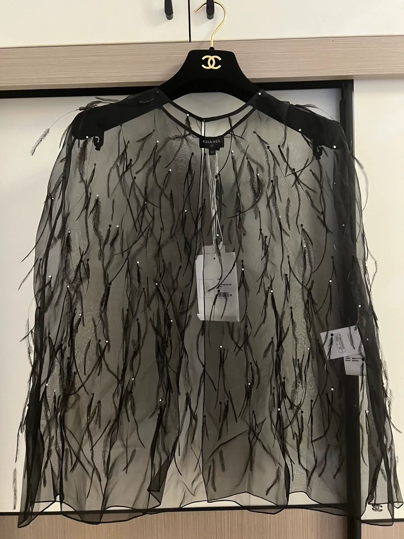 Chanel 23s Black Feather Cape