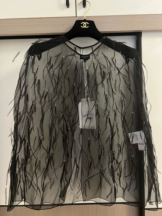 Chanel 23s Black Feather Cape