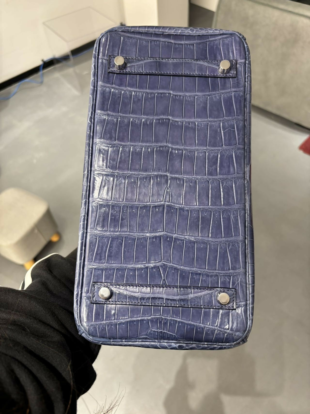 Hermès Birkin 30 Bleu Électrique (7E) Shiny Porosus Crocodile with Hardware Square