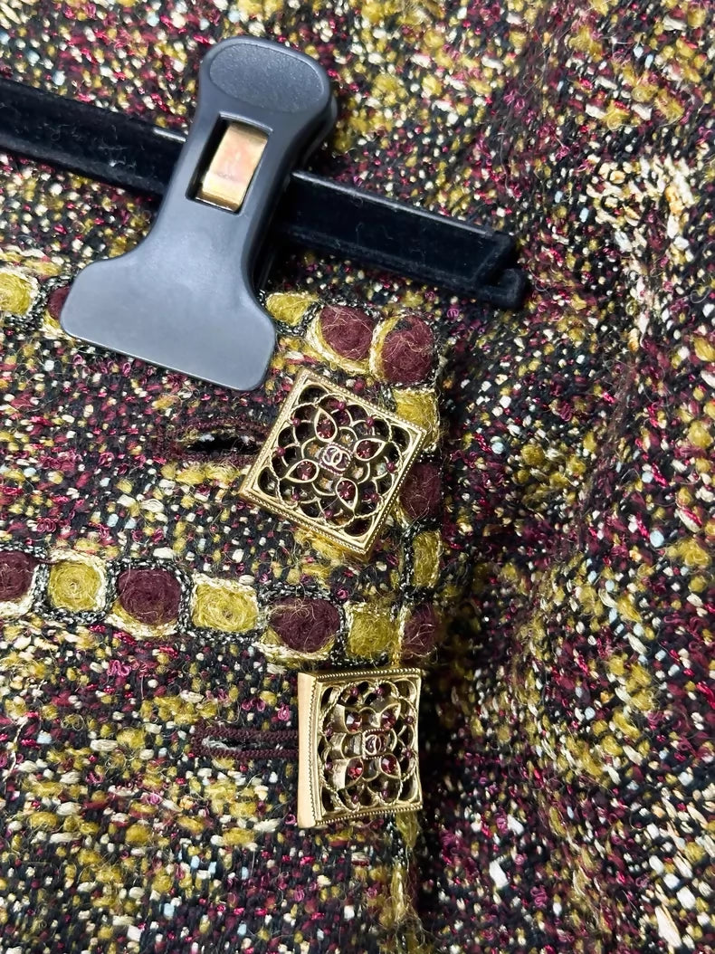 Chanel 2011 red and gold tweed skirt