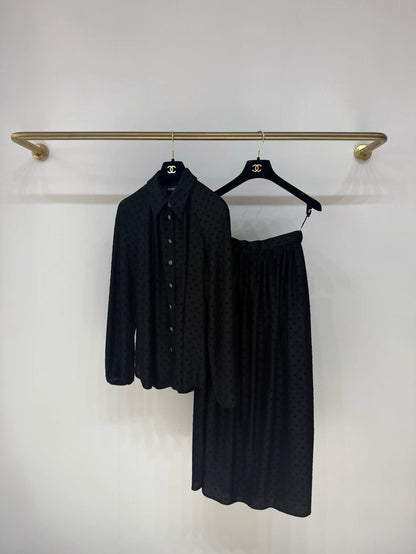Chanel 24B Black Velvet Double C Logo Shirt,