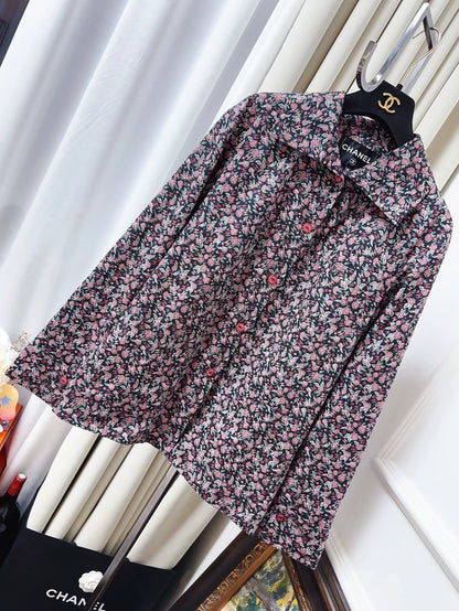 Chanel 24B Red flowers shirt