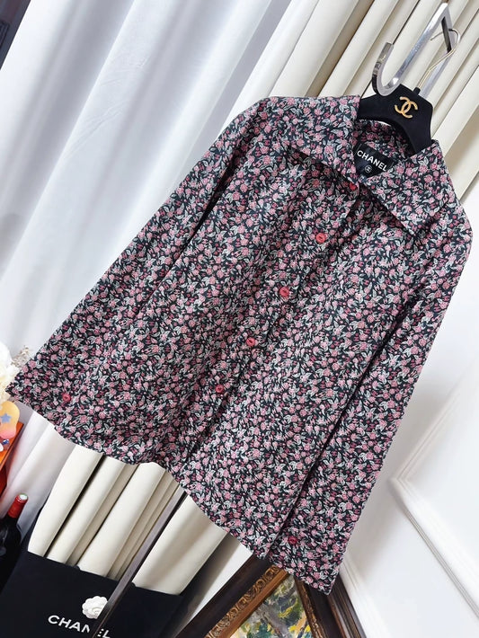 Chanel 24B Red flowers shirt