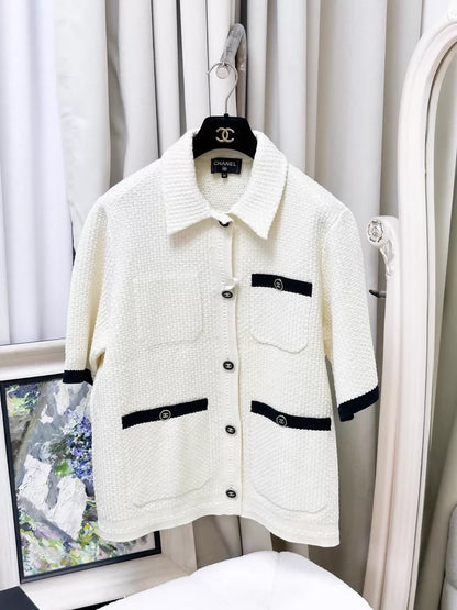 Chanel 24p ecru knit cardigan