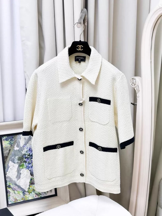 Chanel 24p ecru knit cardigan