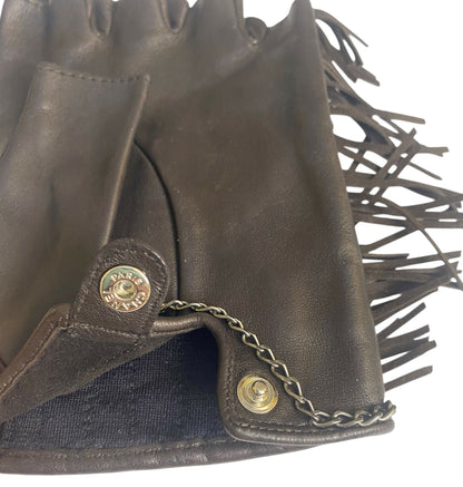 Rare Chanel 14A Paris Dallas Dark Brown Multicolor Gloves 8