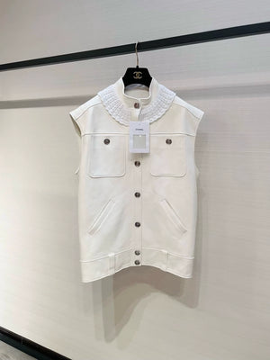 Chanel 25S white leather vest