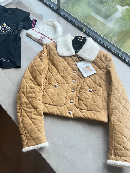 Chanel 24N ski collection beige shearling jacket