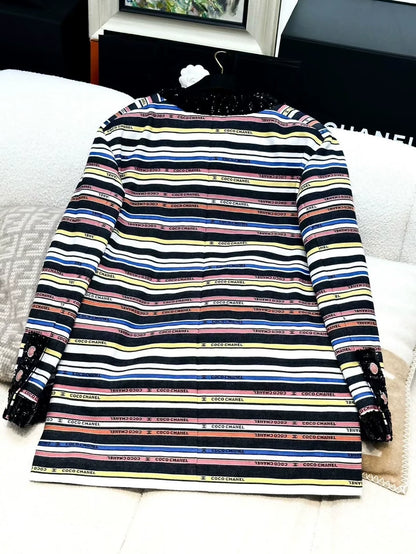 Chanel 22SS Multicolor stripes sequinned dress
