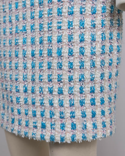 Chanel 1992 Spring/Summer Vintage Blue Tweed Skirt Set