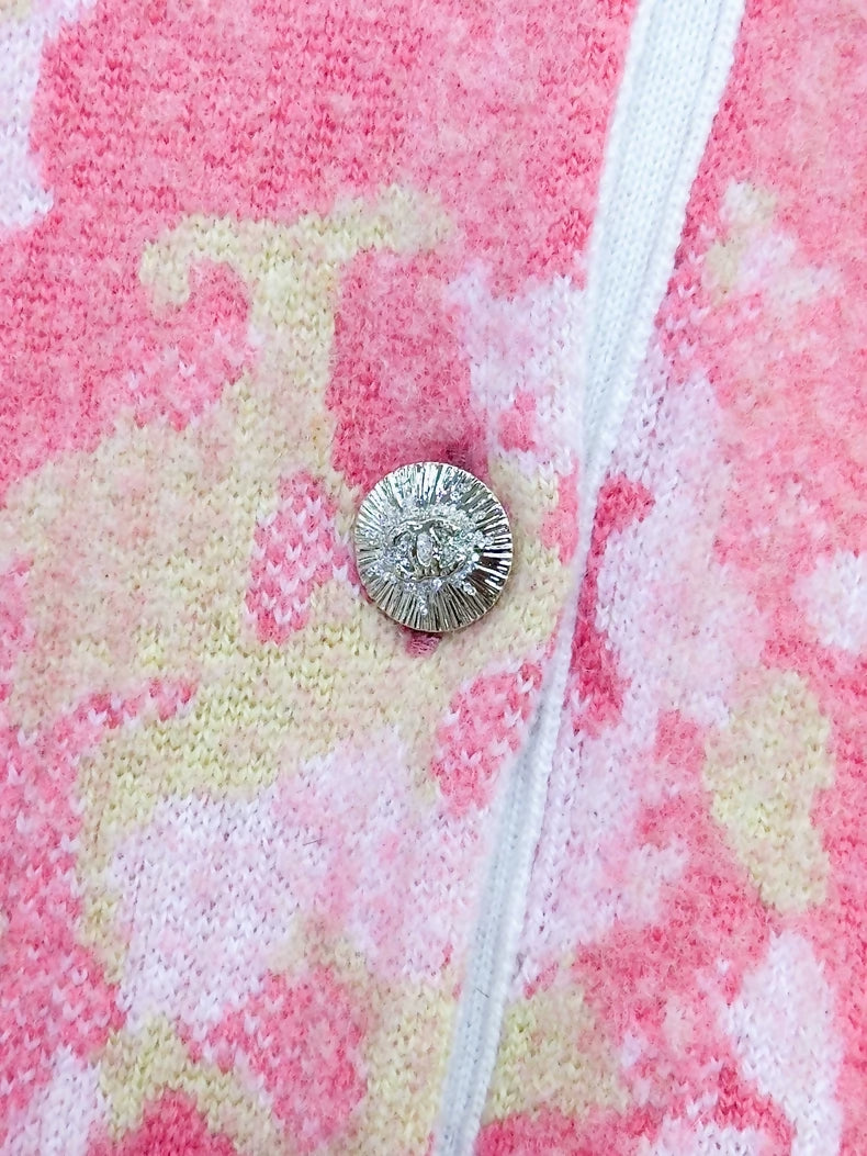 Chanel 24SS ecru/pink flower cardigan