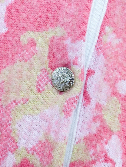 Chanel 24SS ecru/pink flower cardigan