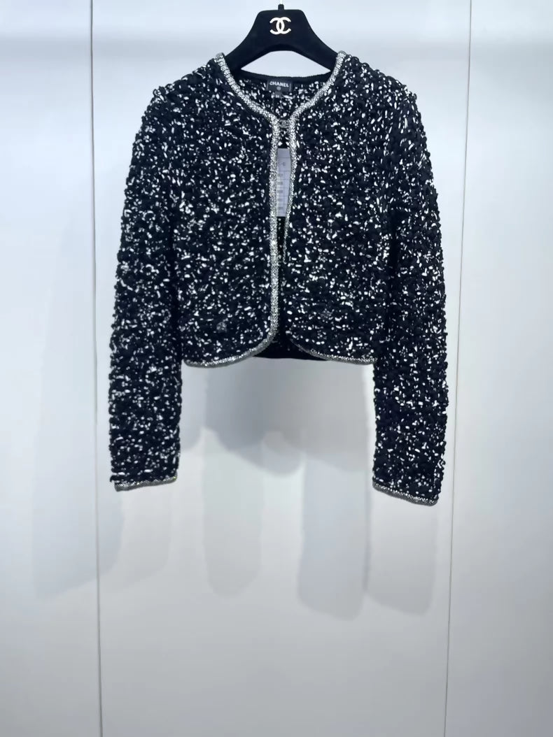 Chanel black tweed cardigan