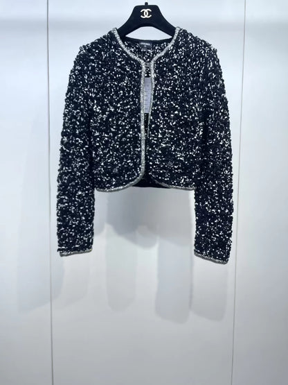 Chanel black tweed cardigan