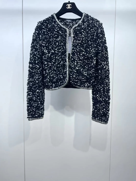 Chanel black tweed cardigan