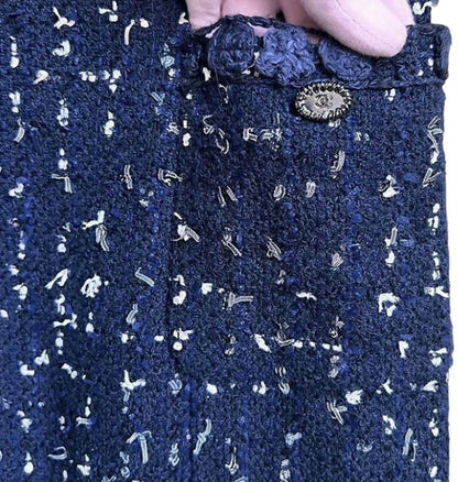 Chanel 11C Saint-Tropez Cruise Collection Navy Blue Tweed Dress FR 44