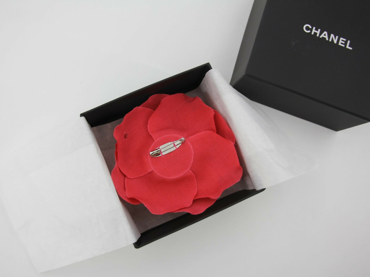 Chanel G26C Fabric Red Camellia Brooch