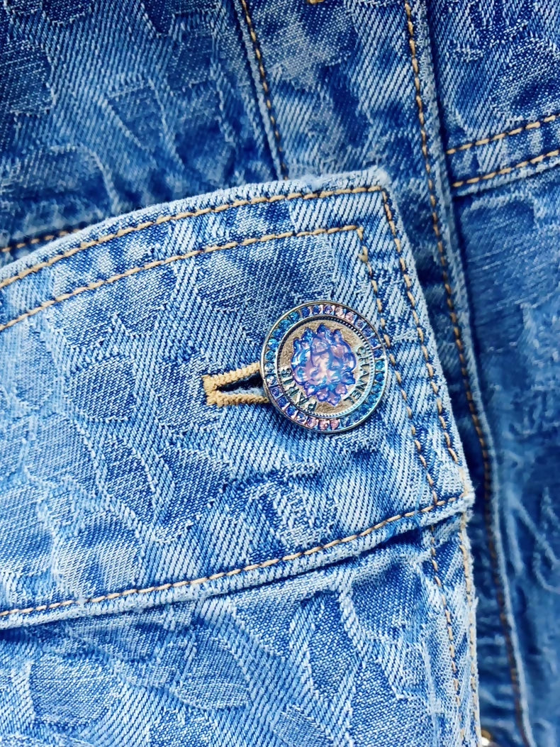 Chanel 23P long denim camellia coat 36FR