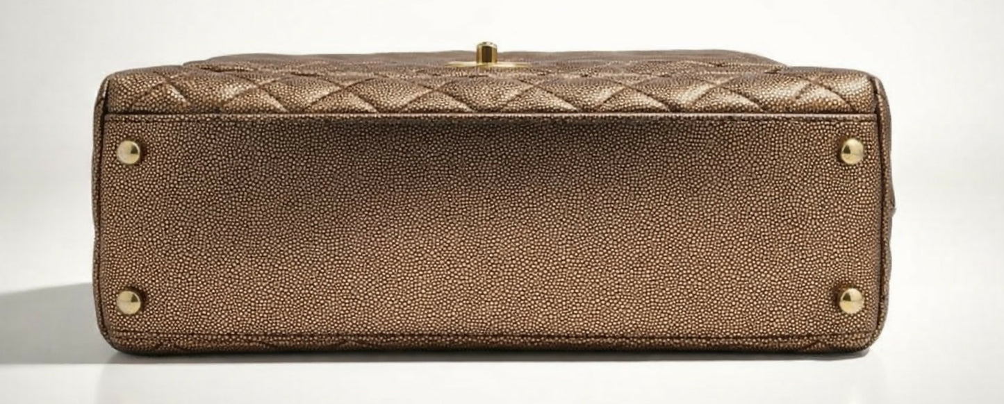Chanel 19A Medium Coco Handle Metallic Copper Caviar Timeless Bag