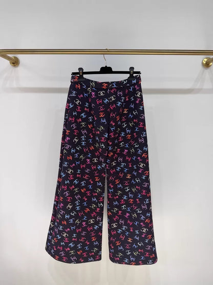 Chanel 24S Colorful CC print Wide-Leg Pants
