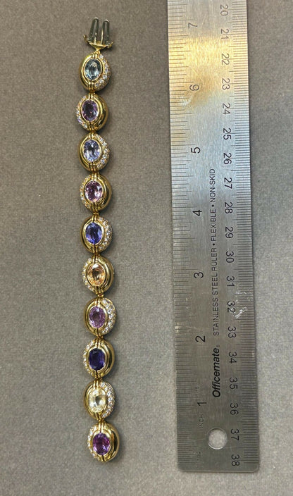Bvlgari Certified Natural Unheated Multi Color Sapphire and Diamond Bracelet