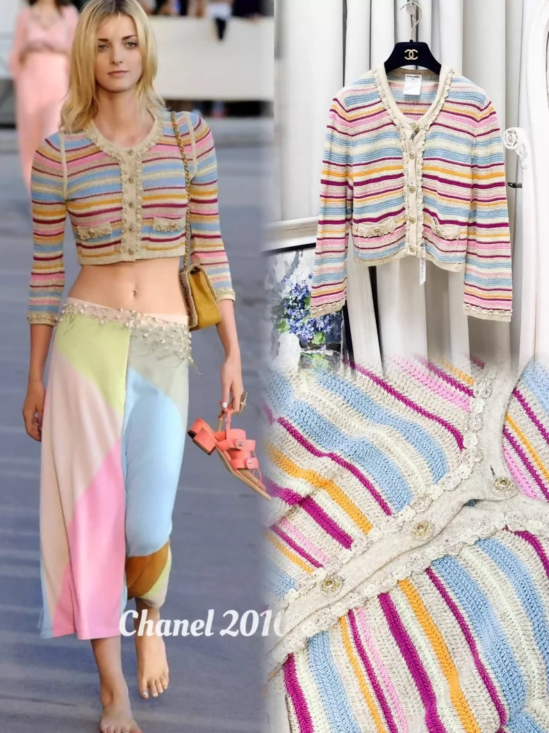 Chanel 11 multicolour Striped cropped Cardigan