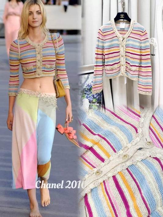 Chanel 11 multicolour Striped cropped Cardigan