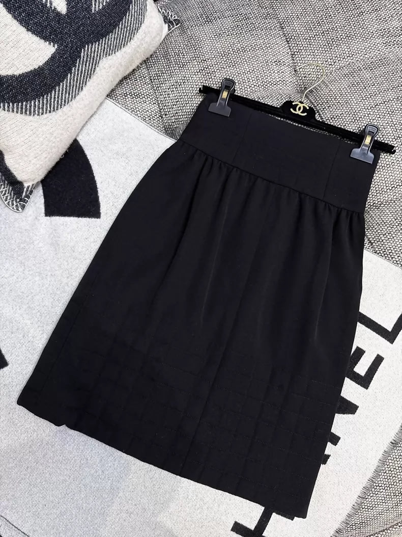 Chanel 06A black embroidered crystal button tweed jacket and skirt