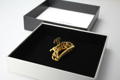Chanel Vintage 98P Gold-plated Chain CC Logo Hair Clip