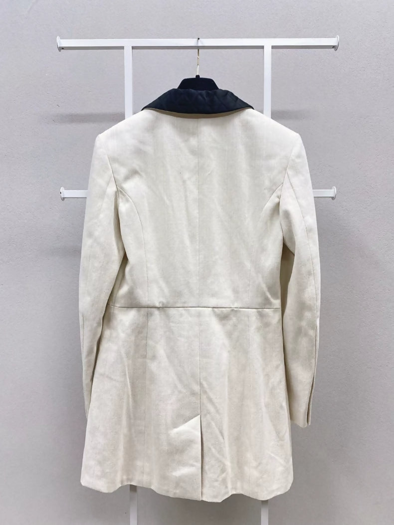 Chanel 21S off-white and black denim jacket