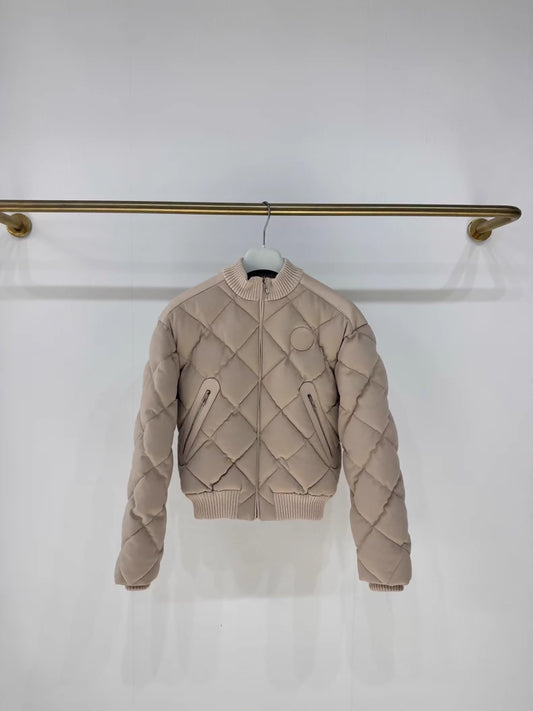 Hermes chai-colored cashmere and leather quilted down jacket,