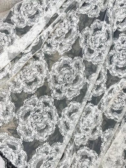 Chanel 10S Black and White lace dress