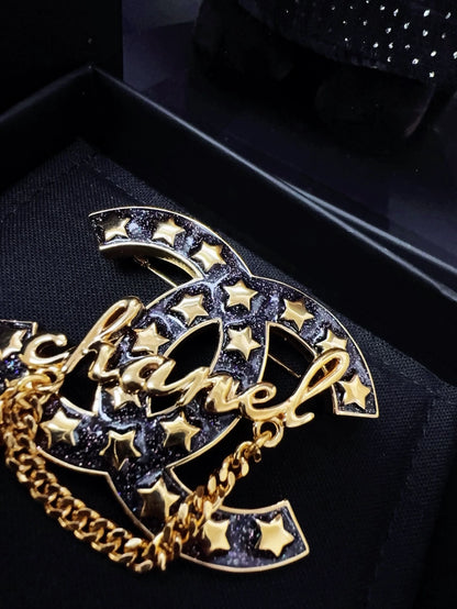 Chanel 24C Double C Logo Gold Brooch