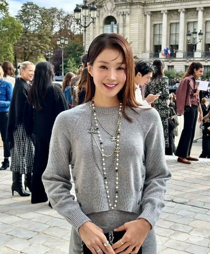 Chanel 24b grey cashmere sweater