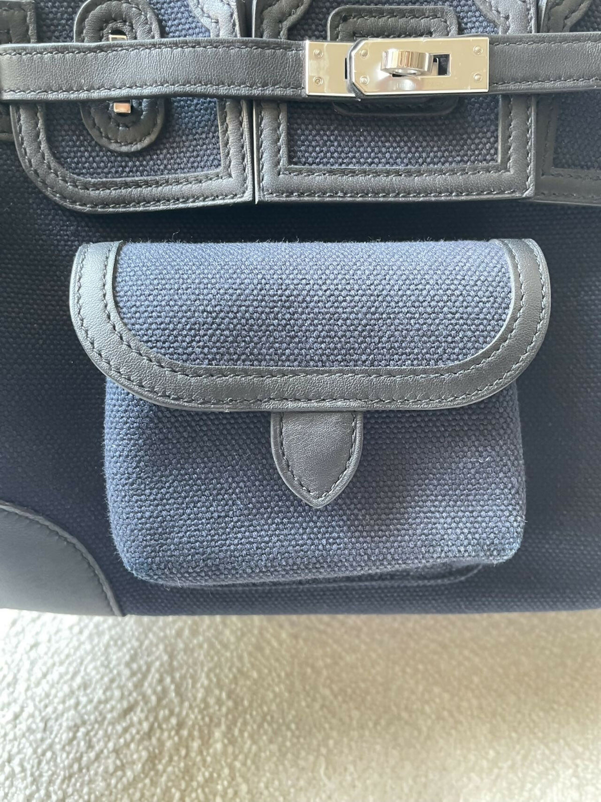 Hermès Birkin 25 Cargo Bleu Nuit / Deep Sea Blue Canvas & Swift Leather with Palladium Hardware