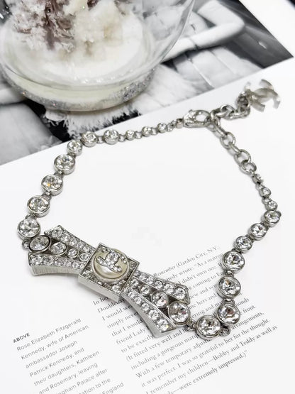 Chanel Spring/Summer 2023 silver with a bow chocker necklace