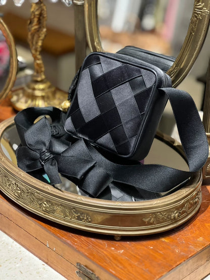 Chanel satin black woven crossbody bag