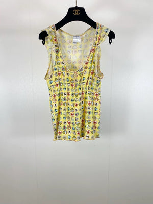 Chanel 06P yellow top with ruffled trim