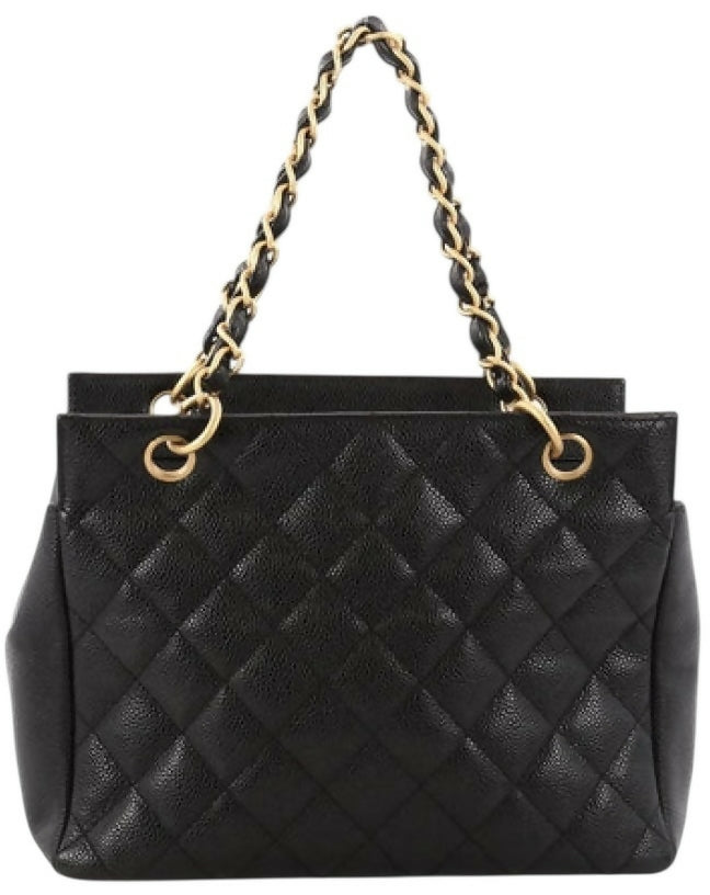 Chanel PPT Black Quilted Caviar Leather Petite Timeless Shopping Tote Bag GHW