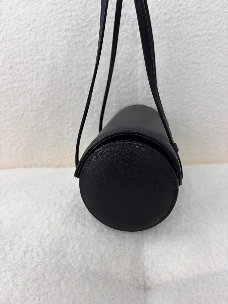 Chanel 26P Black Gold Embossed Calfskin Shoulder Bag