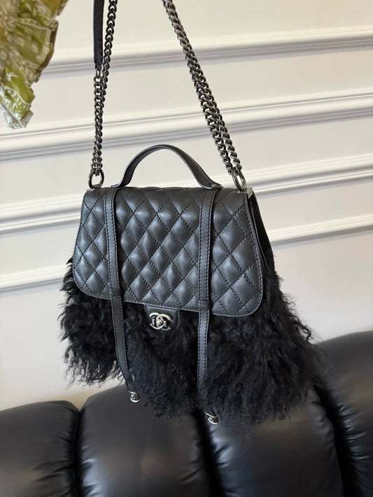 Chanel 2014 Dallas double bag in lambswool limited edition
