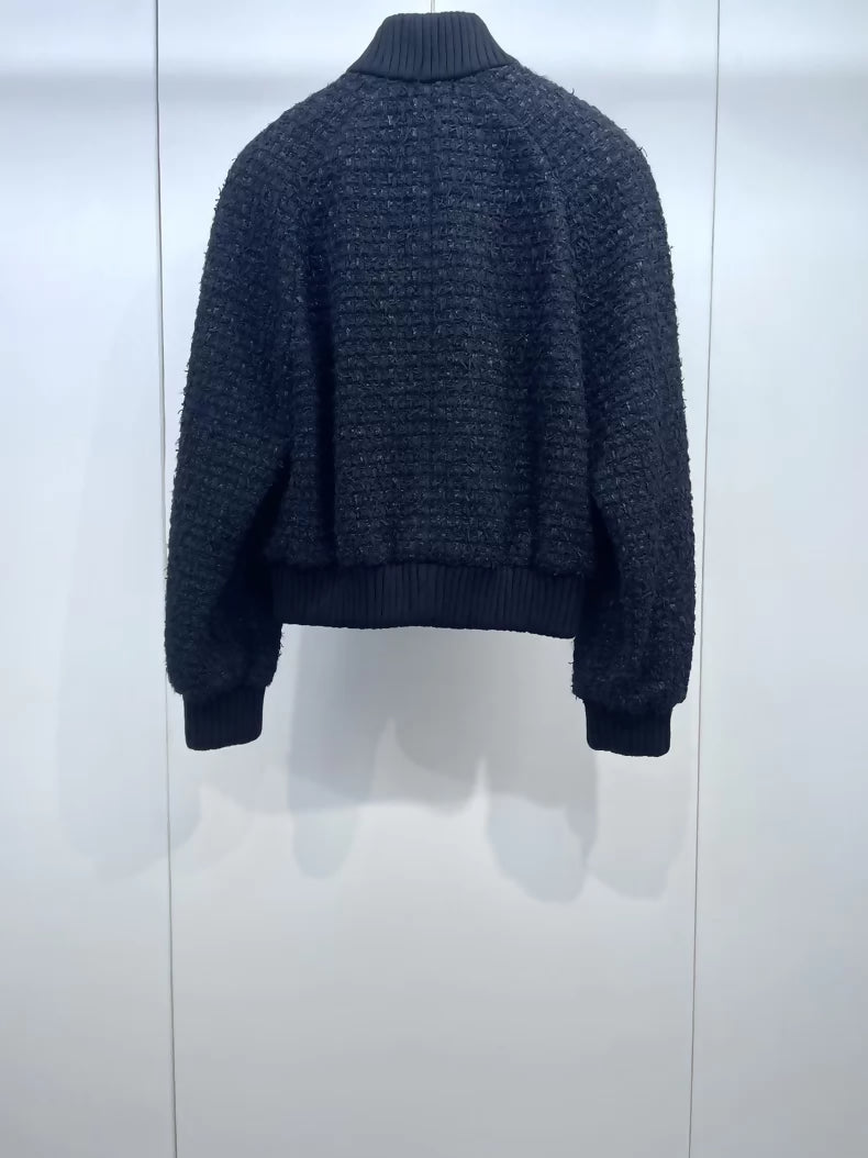 Chanel Black Embroidered Knit Cardigan