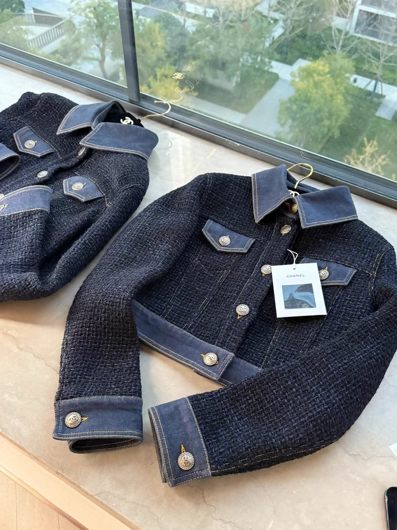 Chanel 21p denim tweed jacket