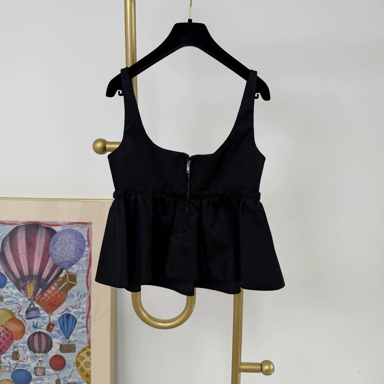 Prada Triangle Logo Black Camisole Top