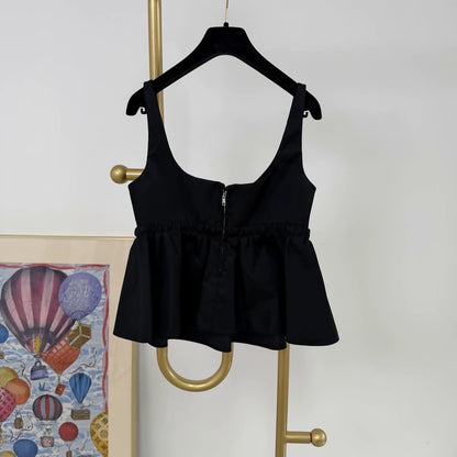 Prada Triangle Logo Black Camisole Top