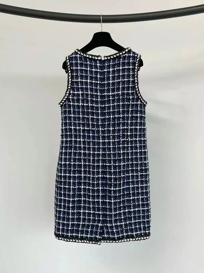 Chanel 23P blue tweed dress