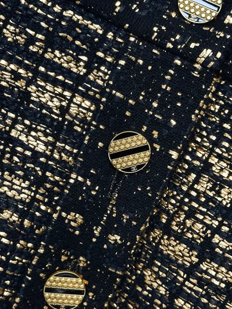 Chanel 19A black and gold tweed jacket
