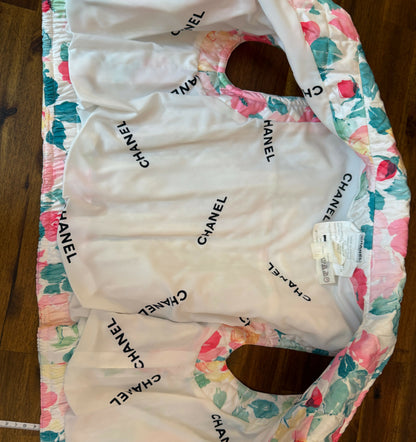 Chanel 1994 Cruise Vintage Multicolor Quilted Floral Print Sleeveless Vest and Shorts Set