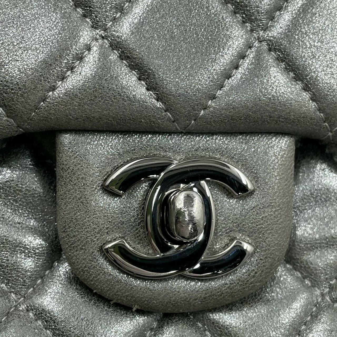 Chanel 2015-2016 Lambskin Quilted Seoul Metallic Small Backpack with Silver Hardware